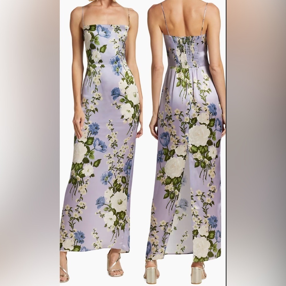 Reformation Frankie Floral Maxi Dress in Lavender and Green